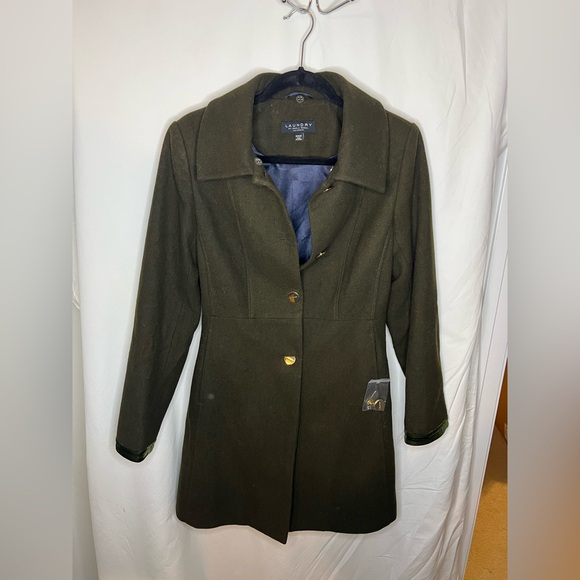 Laundry By Shelli Segal Jackets & Blazers - Laundry by Shelli Segal Dark Green Trench Coat with Corset‎ Back